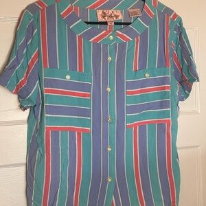 Jaclyn Smith Multicolor Striped Button Down Shirt